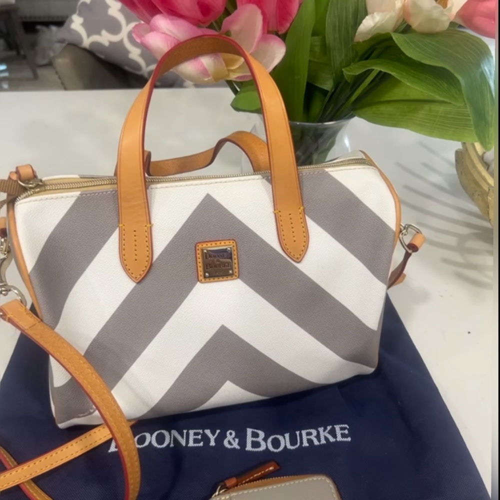 Dooney & Bourke Gray and Tan Satchel Bag